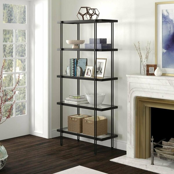 Hudson & Canal 68 in. Inez Tall Rectangular Bookcase, Blackened Bronze BK1339